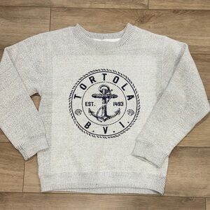 Tortola BVI Gray Sweater for woman’s gray and navy crewneck size small